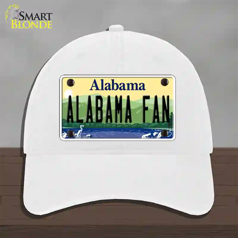 Alabama Fan Novelty License Plate Hat Unconstructed Cotton / White