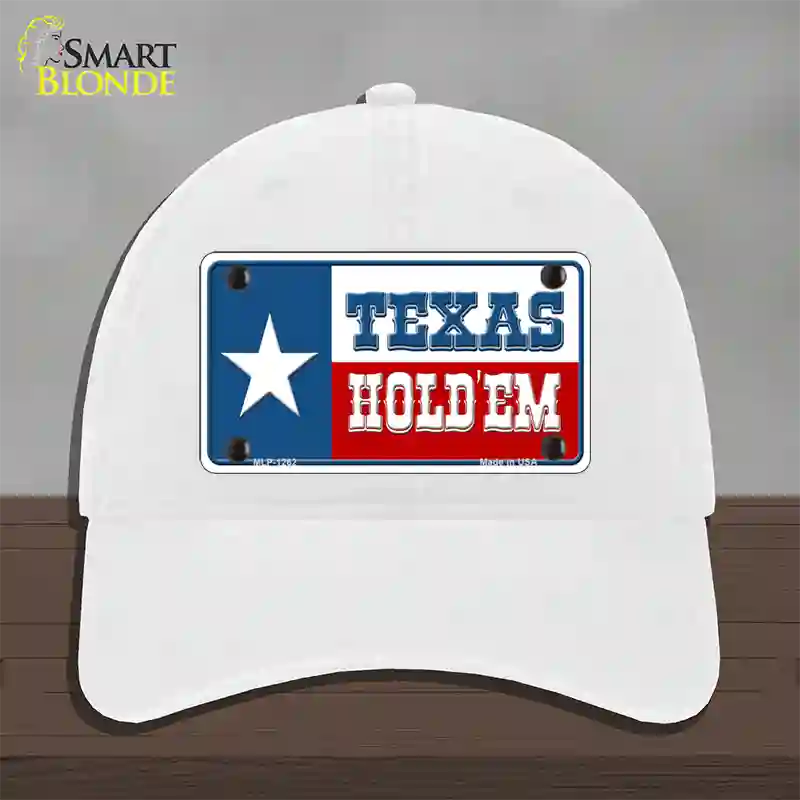 Texas Hold Em Novelty License Plate Hat Unconstructed Cotton / White