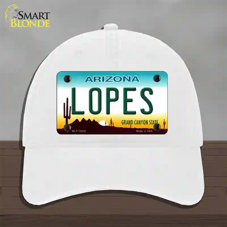 Lopes Novelty License Plate Hat Unconstructed Cotton / White