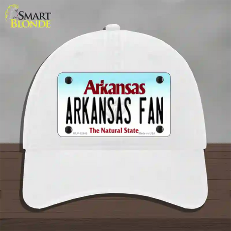 Arkansas Fan Novelty License Plate Hat Unconstructed Cotton / White