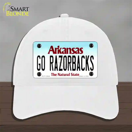 Go Razorbacks Novelty License Plate Hat Unconstructed Cotton / White