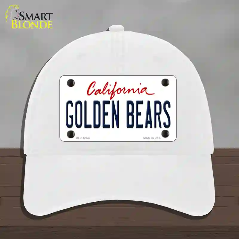 Golden Bears Novelty License Plate Hat Unconstructed Cotton / White