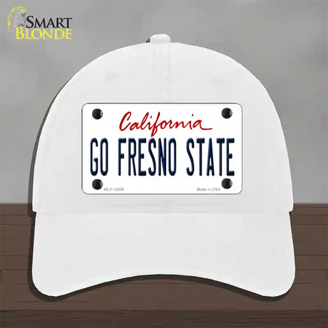 Go Fresno State Novelty License Plate Hat Unconstructed Cotton / White