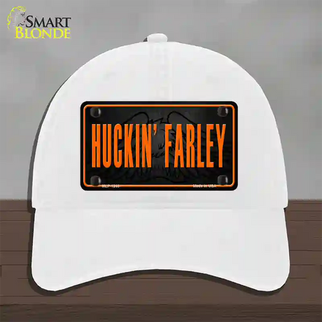 Huckin Farley Novelty License Plate Hat Unconstructed Cotton / White