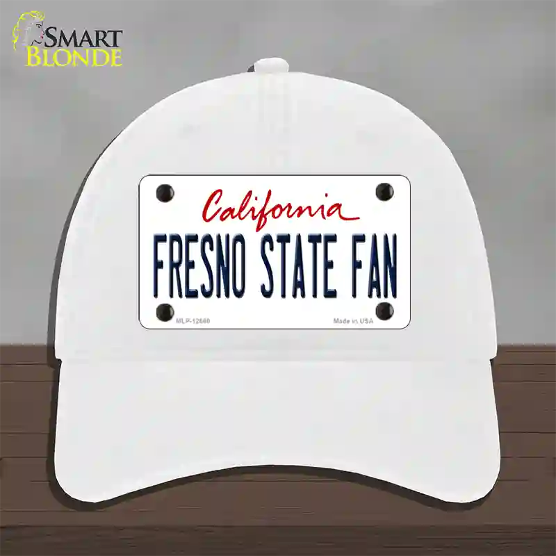 Fresno State Fan Novelty License Plate Hat Unconstructed Cotton / White