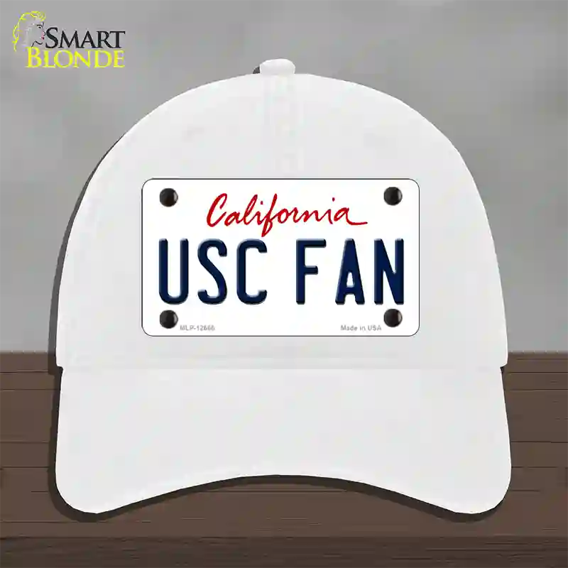 USC Fan Novelty License Plate Hat Unconstructed Cotton / White