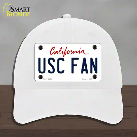 USC Fan Novelty License Plate Hat Unconstructed Cotton / White