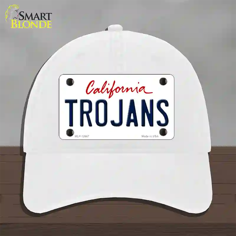 Trojans Novelty License Plate Hat Unconstructed Cotton / White