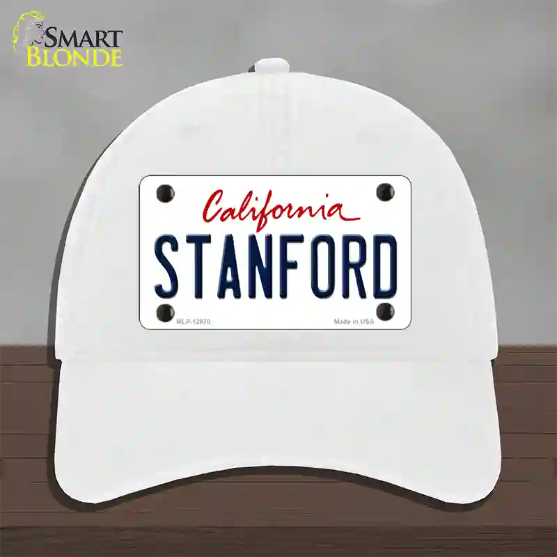 Stanford Novelty License Plate Hat Unconstructed Cotton / White