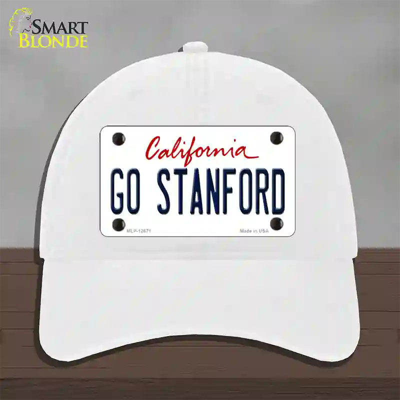 Go Stanford Novelty License Plate Hat Unconstructed Cotton / White