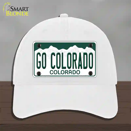 Go Colorado Novelty License Plate Hat Unconstructed Cotton / White