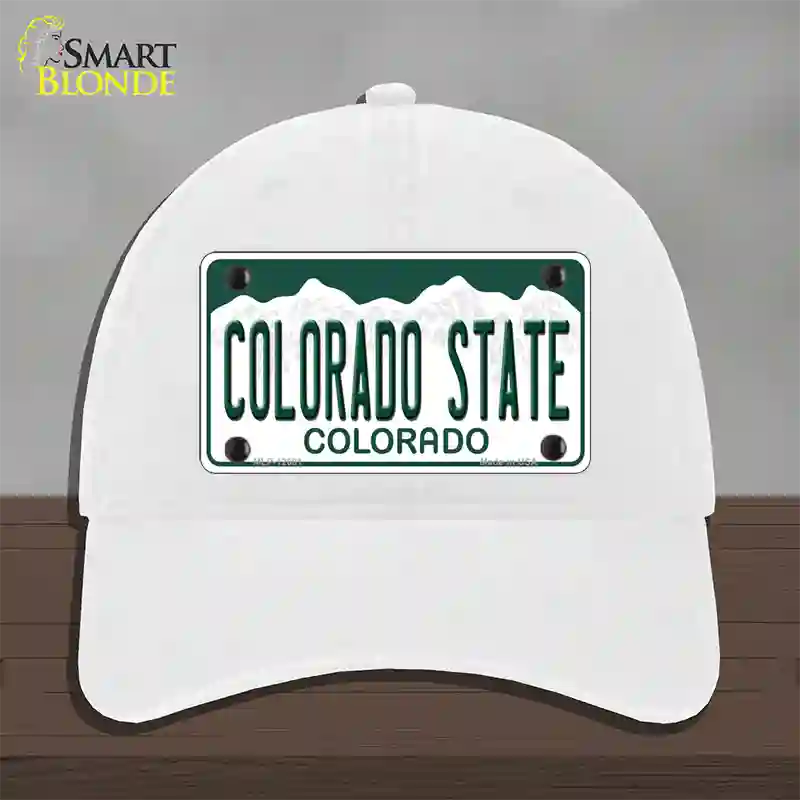 Colorado State Univ Novelty License Plate Hat Unconstructed Cotton / White