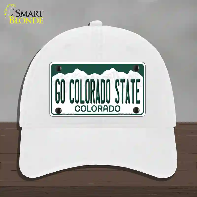 Go Colorado State Novelty License Plate Hat Unconstructed Cotton / White