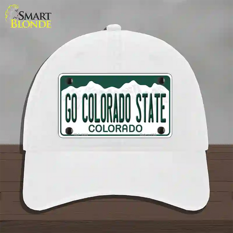 Go Colorado State Novelty License Plate Hat Unconstructed Cotton / White