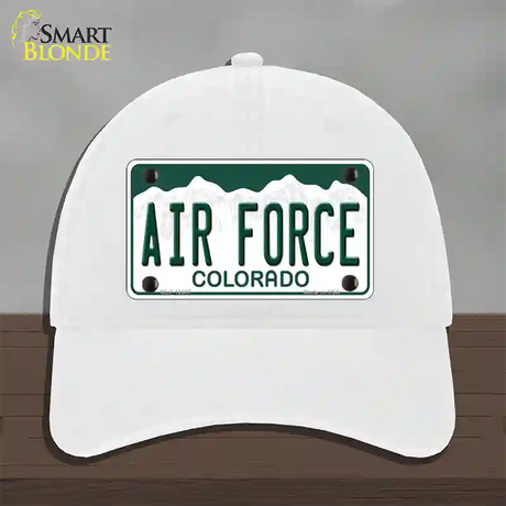 Air Force Novelty License Plate Hat Unconstructed Cotton / White