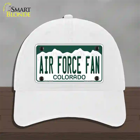 Air Force Fan Novelty License Plate Hat Unconstructed Cotton / White