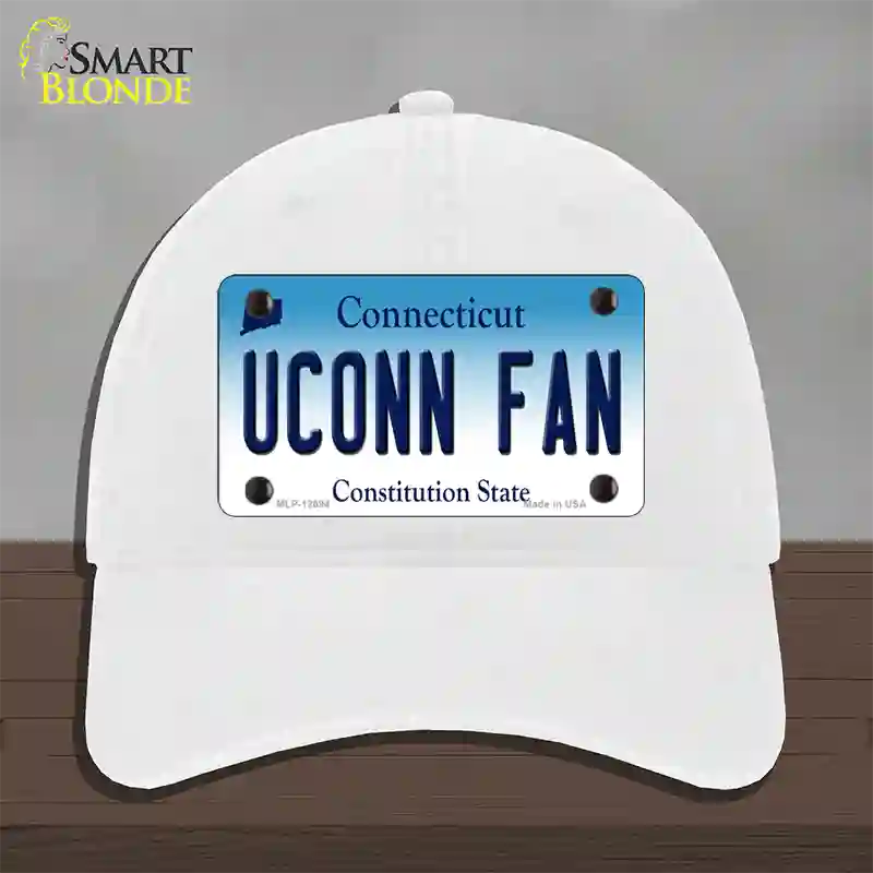 UConn Fan Novelty License Plate Hat Unconstructed Cotton / White