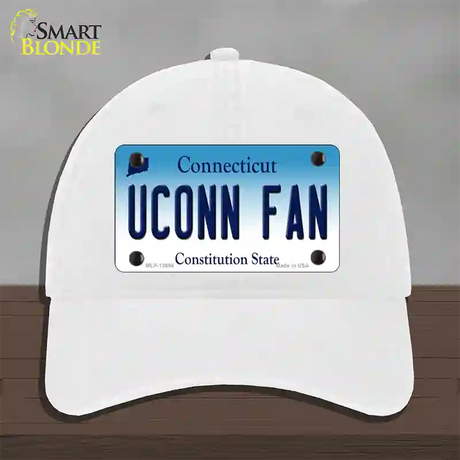 UConn Fan Novelty License Plate Hat Unconstructed Cotton / White