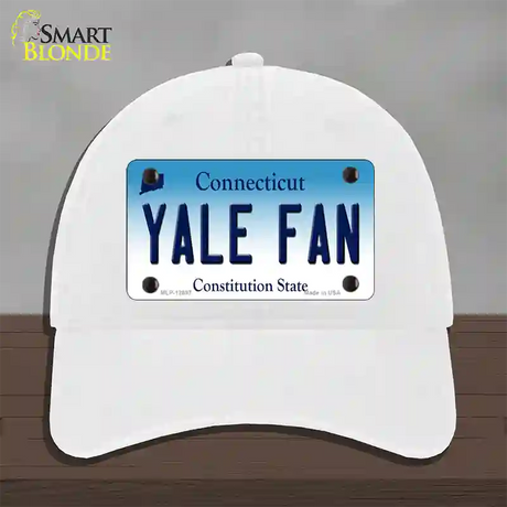 Yale Fan Novelty License Plate Hat Unconstructed Cotton / White