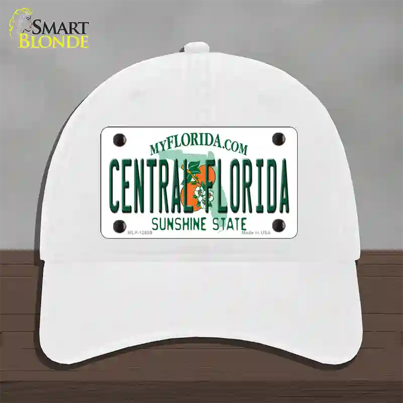 Central Florida Novelty License Plate Hat Unconstructed Cotton / White