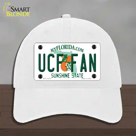 UCF Fan Novelty License Plate Hat Unconstructed Cotton / White