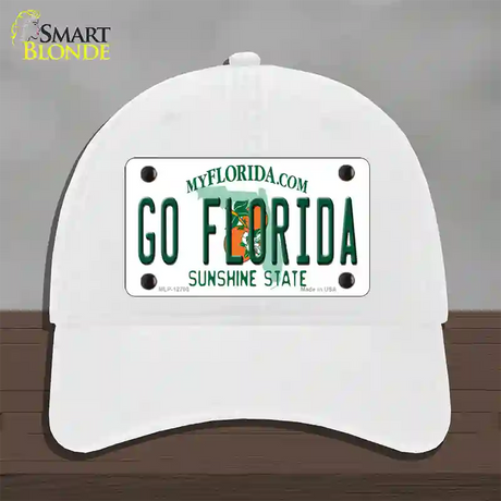 Go Florida Novelty License Plate Hat Unconstructed Cotton / White