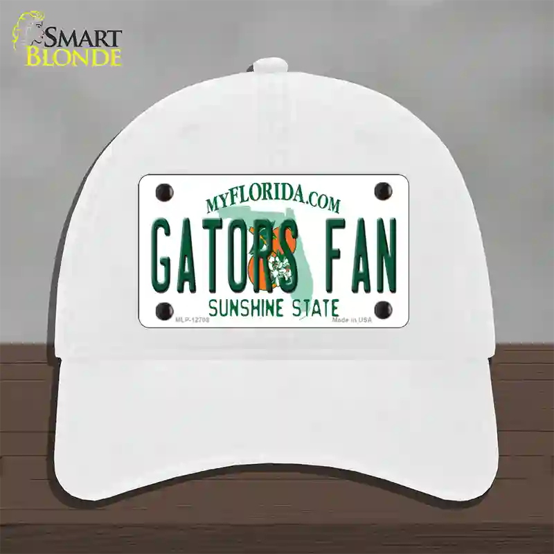 Gators Fan Novelty License Plate Hat Unconstructed Cotton / White