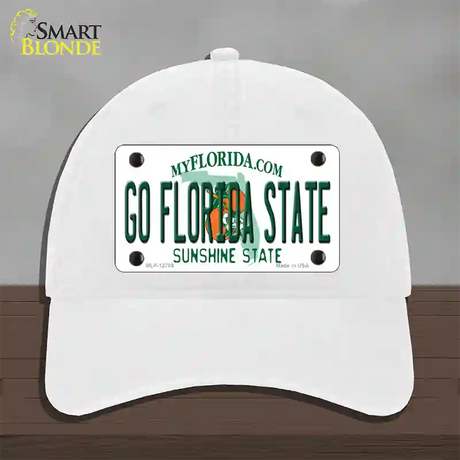 Go Florida State Novelty License Plate Hat Unconstructed Cotton / White