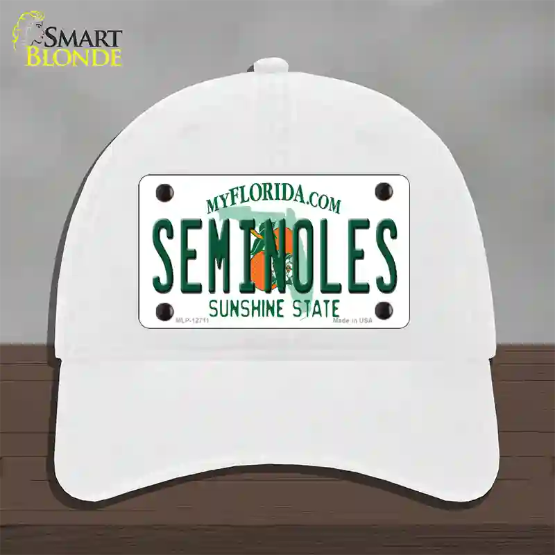 Seminoles Novelty License Plate Hat Unconstructed Cotton / White