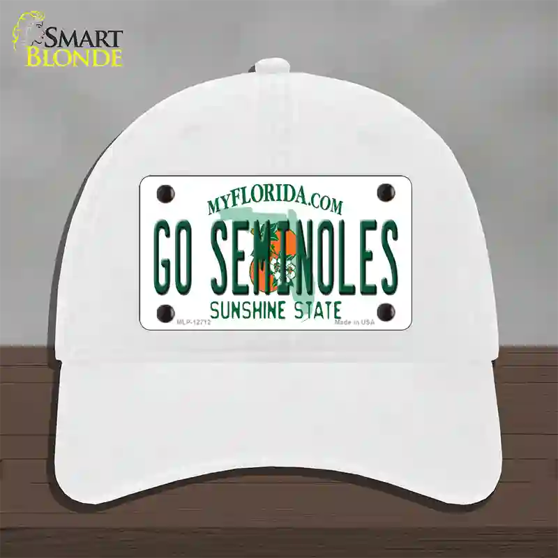 Go Seminoles Novelty License Plate Hat Unconstructed Cotton / White