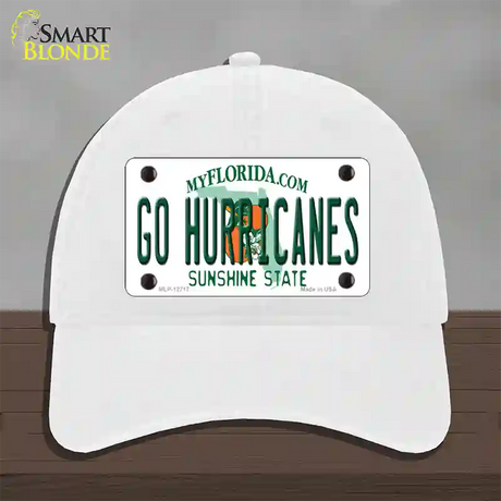 Go Hurricanes Novelty License Plate Hat Unconstructed Cotton / White