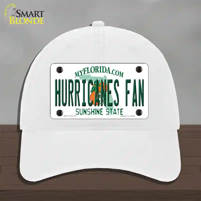 Hurricanes Fan Novelty License Plate Hat Unconstructed Cotton / White