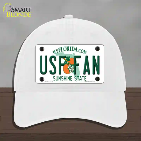 USF Fan Novelty License Plate Hat Unconstructed Cotton / White