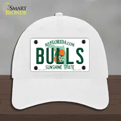 Bulls Novelty License Plate Hat Unconstructed Cotton / White