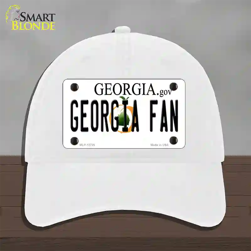 Georgia Fan Novelty License Plate Hat Unconstructed Cotton / White