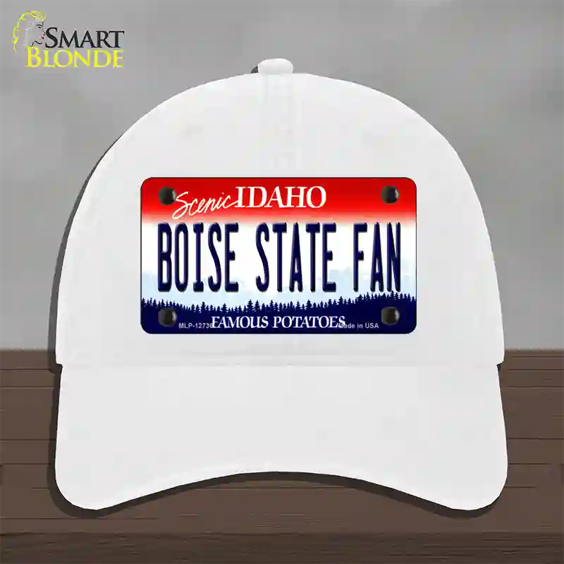 Boise State Fan Novelty License Plate Hat Unconstructed Cotton / White