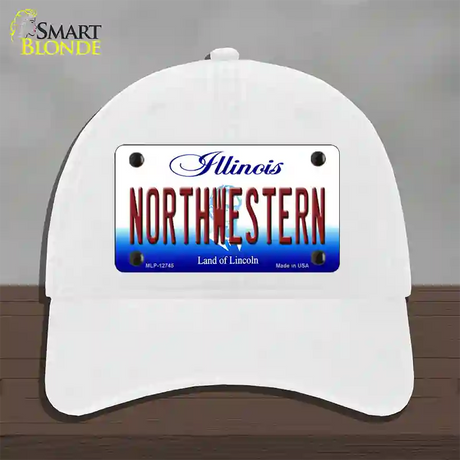 Northwestern Novelty License Plate Hat Unconstructed Cotton / White