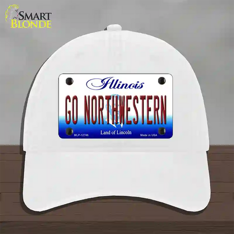 Go Northwestern Novelty License Plate Hat Unconstructed Cotton / White