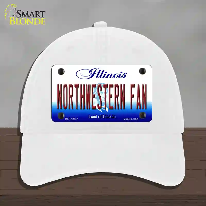 Northwestern Fan Novelty License Plate Hat Unconstructed Cotton / White