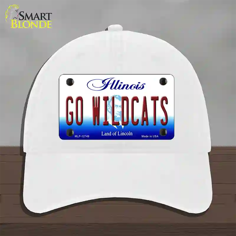 Go Wildcats Illinois Novelty License Plate Hat Unconstructed Cotton / White