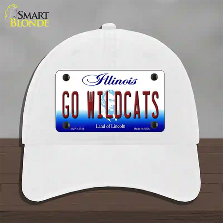 Go Wildcats Illinois Novelty License Plate Hat Unconstructed Cotton / White