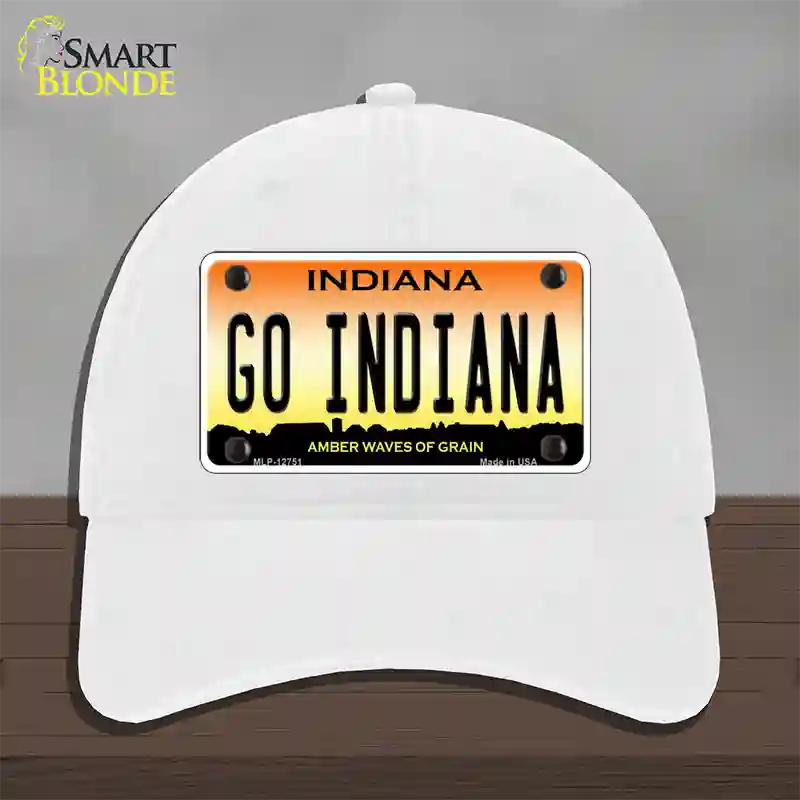 Go Indiana Novelty License Plate Hat Tag Unconstructed Cotton / White