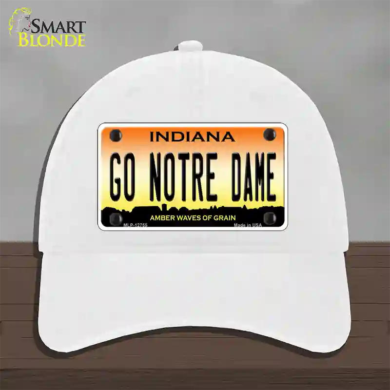 Go Notre Dame Novelty License Plate Hat Tag Unconstructed Cotton / White