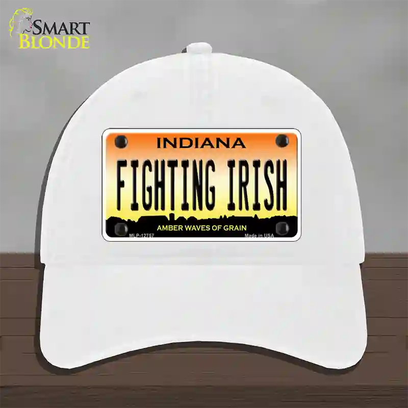 Fighting Irish Novelty License Plate Hat Tag Unconstructed Cotton / White