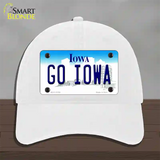 Go Iowa Novelty License Plate Hat Tag Unconstructed Cotton / White