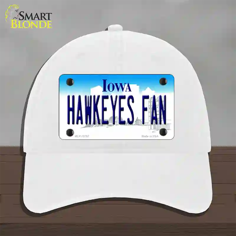 Hawkeyes Fan Novelty License Plate Hat Unconstructed Cotton / White