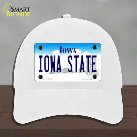 Iowa State Novelty License Plate Hat Tag Unconstructed Cotton / White