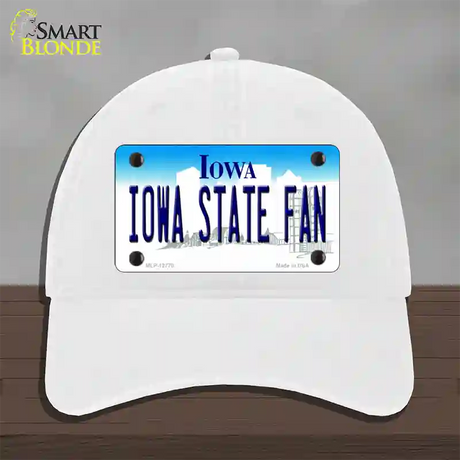 Iowa State Fan Novelty License Plate Hat Tag Unconstructed Cotton / White