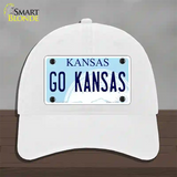 Go Kansas Novelty License Plate Hat Tag Unconstructed Cotton / White