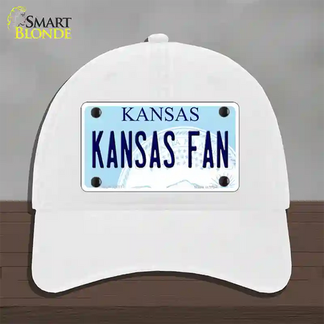 Kansas Fan Novelty License Plate Hat Tag Unconstructed Cotton / White